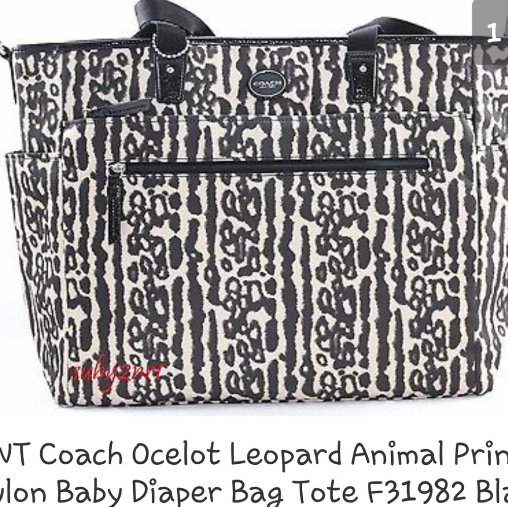 Leopard $300+ Coach diaper bag multi use bag New